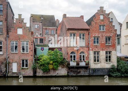 Historische Häuser entlang der Leie Gent/Belgien Stockfoto