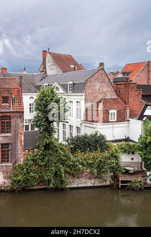 Historische Häuser entlang der Leie Gent/Belgien Stockfoto