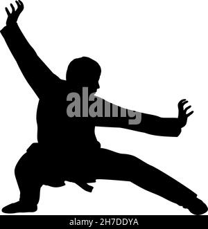 Silhouette des Menschen trainieren Kampfkunst Tiger Pose. Stock Vektor