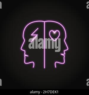 Neon Borderline Persönlichkeitssymbol im Line-Stil. Symbol für psychische Störung. Vektorgrafik. Stock Vektor