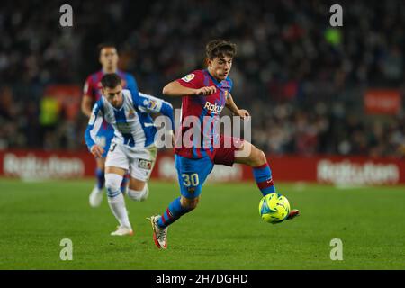 Barcelona, Spanien. 20th. November 2021. Gavi (Barcelona) Fußball: Spanisches Spiel 'La Liga Santander' zwischen dem FC Barcelona 1-0 RCD Espanyol de Barcelona im Camp Nou in Barcelona, Spanien. Quelle: Mutsu Kawamori/AFLO/Alamy Live News Stockfoto