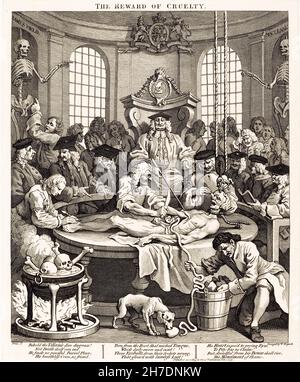 Der Lohn der Grausamkeit, Stich von William Hogarth, 1751 Stockfoto