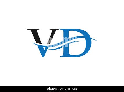Swoosh Letter VD Logo Design für Geschäfts- und Firmenidentität. Water Wave VD Logo mit modernem Trend Stock Vektor