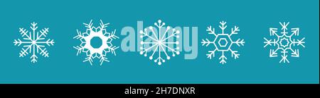 Snowflake Liniensymbole bearbeitbare Striche. Illustration mit blauem Hintergrund Stock Vektor