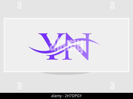DESIGNER-Vektor FÜR DAS YN-Logo. Swoosh YN-Logo mit Schriftzug. Ursprüngliche Vorlage für das mit Buchstaben verknüpfte Logo Stock Vektor