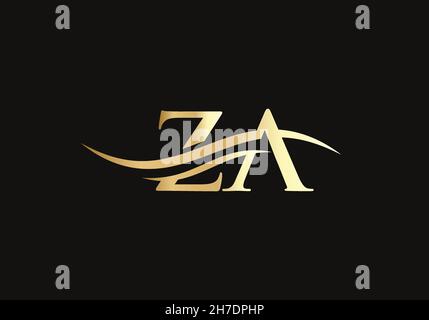 ZA-Logo-Design. Premium Letter ZA Logo Design mit Wasserwellenkonzept Stock Vektor