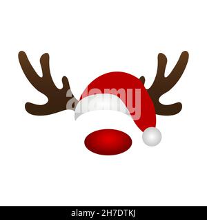 Frohe Weihnachten Rentier Maske auf Weiß Stock Vektor