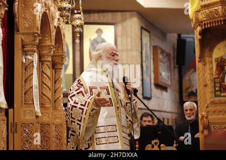 Seine Seligkeit Theodoros II. Während des Patronatsfestes der griechisch-orthodoxen Kirche der Jungfrau Maria in Johannesburg, Südafrika, am 21. November 2021 Stockfoto