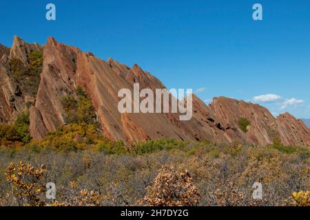 Einzigartige Felsformationen im Roxborough State Park in Douglas County, Colorado Stockfoto