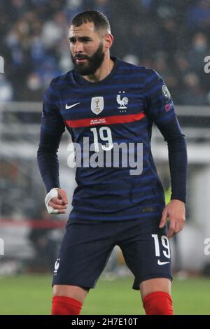 Karim Benzema aus Frankreich während der FIFA Weltmeisterschaft 2022, Qualifikationsspiel der Gruppe D zwischen Finnland und Frankreich am 16. November 2021 im Olympiastadion in Helsinki, Finnland - Foto Laurent Lairys / DPPI Stockfoto