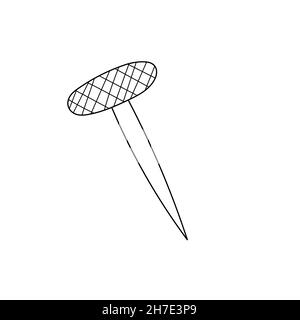Nagel, Stift - Cartoon-Vektor und Illustration, schwarz-weiß, von Hand gezeichnet, Skizzenstil, isoliert auf weißem Hintergrund. Stock Vektor