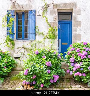 Saint-Goustan in der Bretagne, im Morbihan, traditionelles Haus im Dorf Stockfoto