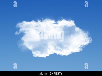 Einzelne Wolke isoliert auf schwarzem Hintergrund, realistische Darstellung der Wolke 3D. Darstellung der Wolkenform Stockfoto