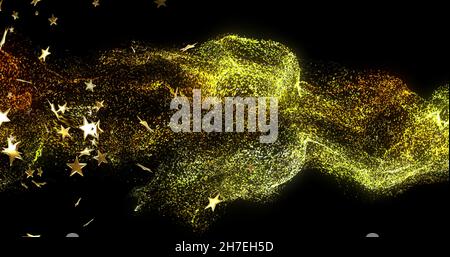 Bild von Lichtflecken und Sternen auf schwarzem Hintergrund Stockfoto