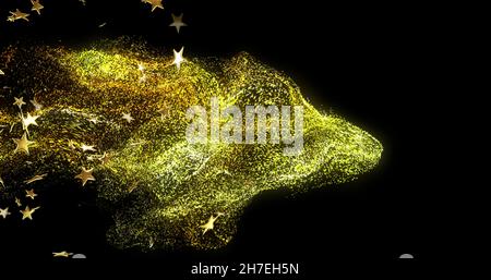 Bild von Lichtflecken und Sternen auf schwarzem Hintergrund Stockfoto