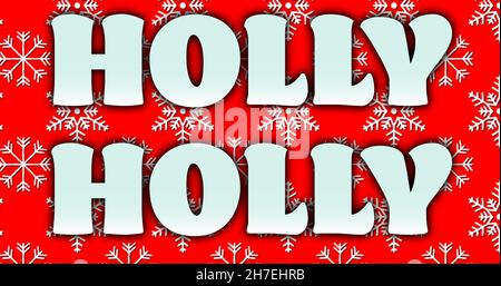 Bild eines Stechstacheltextes in Wiederholung zu weihnachten auf rotem Hintergrund Stockfoto