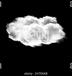 Wolkenform isoliert auf schwarzem Hintergrund, 3D Rendering realistische Wolkendarstellung. Rauch, Nebel, Nebel oder Wolkenform Stockfoto