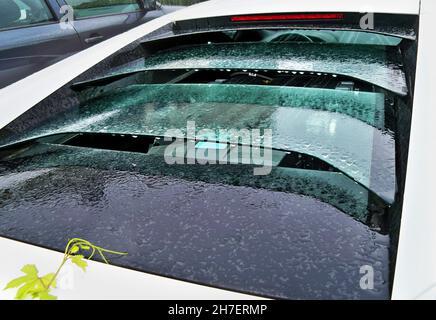 Kiew, Ukraine - 18. August 2010: Weißer Lamborghini Murcielago LP640-4 in der Stadt Stockfoto