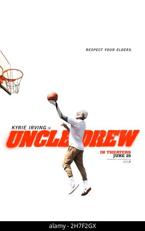 VERÖFFENTLICHUNGSDATUM: 29. Juni 2018 TITEL: Onkel Drew STUDIO: Lionsgate REGIE: Charles Stone III PLOT: Eine Anti-Aging-Komödie über den Traum eines Mannes, das Rucker Classic-Straßenkugelturnier in Harlem zu gewinnen. HAUPTROLLE: Kyrie Irving, Lil Rel Howery, Shaquille O'Neal. (Kreditbild: © Lionsgate/Entertainment Picturs) Stockfoto