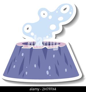 Rauchen Vulkan Cartoon Aufkleber Illustration Stock Vektor