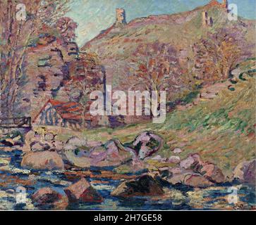 Armand Guillaumin - die Ruinen der Burg Crozant und der Wassermühle - 1893 Stockfoto