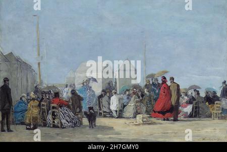 Eugene Boudin - Szene am Strand von Trouville - 1864 Stockfoto