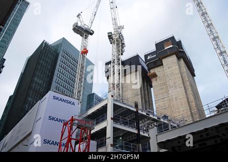 20 Ropemaker-Gebäude Skanska-Baustelle in der Ropemaker-Straße im Stadtteil Finsbury Moorgate der City of London EC2y9aAN England UK KATHY DEWITT Stockfoto