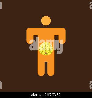 Symbol für einen fetten Mann. Symbol für einen Mann mit Topfbauchigen. Übergewichtige Krankheitszeichen. Logo-Design-Element Stock Vektor