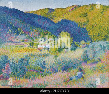 Henri Edmond Cross - Landschaft mit Bergkette - 1904 Stockfoto