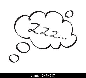 Sleep zzzz-Vektor in handgezeichneter Doodle-Set gesetzt. Symbol für Schlaflosigkeit im Skizzenstil. Doodle-Symbol-Illustration in der Umrisse. Stock Vektor