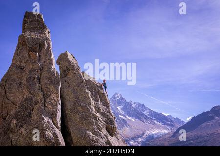 Bergsteiger, Chamonix-Mont-Blanc, Frankreich Stockfoto