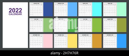 Kalender für die monatliche Vorlage für 2021 Jahre. Planner-Tagebuch. Unternehmens- und Geschäftskalender. Die Grundwoche beginnt am sonntag. Vektor Stock Vektor