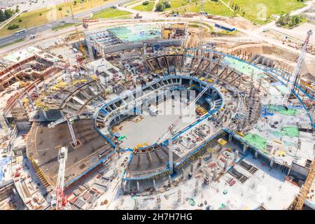 Großformatige Konstruktion einer Stadionansicht Stockfoto