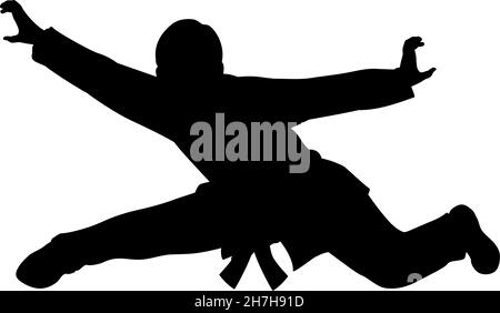 Silhouette des Menschen trainieren Kampfkunst Leoparden Pose. Stock Vektor