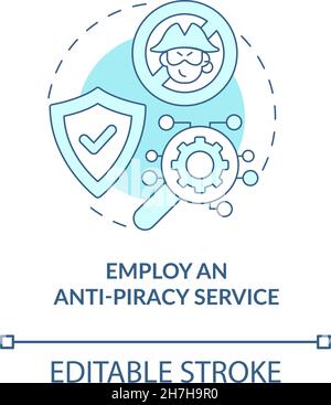 Blaues Konzeptsymbol für den Anti-Pirateriedienst verwenden Stock Vektor