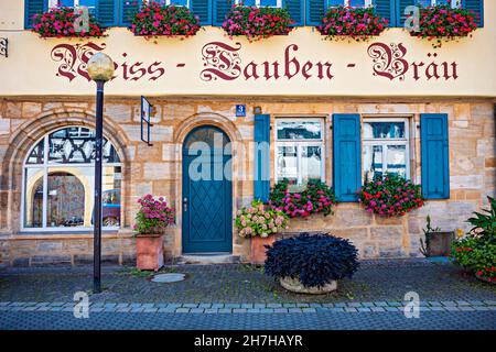 Ehemalige Weiss-Tauben-Brauerei in der Kapellenstraße in Forchheim, Bayern, Deutschland Stockfoto