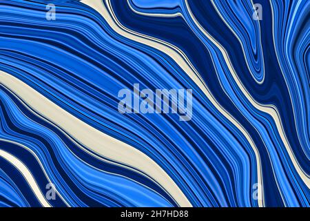 Flüssige Kunst. Marmortinte bunt. Blauer Marmor Muster Textur abstrakter Hintergrund. Kann für Hintergrund oder Tapete, Flow-Tinte verwendet werden Stockfoto