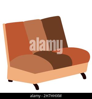 Brown Sofa White Hintergrund Retro Möbel Vektor Illustration Flat Style Stock Vektor