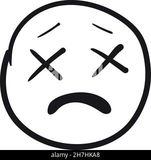 Dudeln Sie müde Emoji. Müde Emoticon soziale Stimmung, Vektor-Illustration isoliert auf weißem Hintergrund Stock Vektor