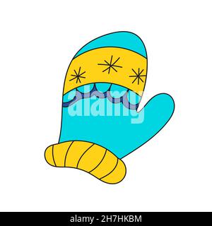 Einfaches Cartoon-Symbol. Winterhandschuhe im Doodle-Stil. Vektordarstellung isoliert auf weißem Hintergrund. Stock Vektor