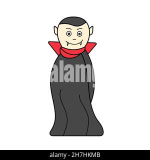 Einfaches Cartoon-Symbol. Vampir-Dracula. Vektor handgezeichnete Illustration auf weiß Stock Vektor