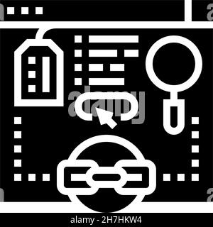 Links von relevanten Website Glyphen Symbol Vektor Illustration Stock Vektor