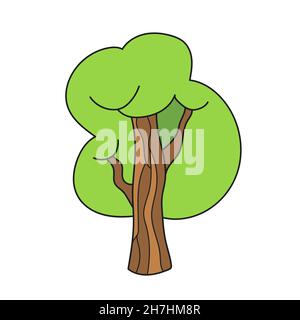 Einfaches Cartoon-Symbol. Grünes Baumsymbol auf Weiß. Naturkonzept, Parkwald Stock Vektor