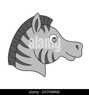 Einfaches Cartoon-Symbol. Zebra-Porträt im einfachen Cartoon-Stil. Kopf des afrikanischen Zebras mit Hals. Isolierte künstlerische stilisierte Ikone für Design. Vektor Stock Vektor