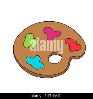 Einfaches Cartoon-Symbol. Holzpalette mit Farben - Vektor-Illustration für Kinder Stock Vektor