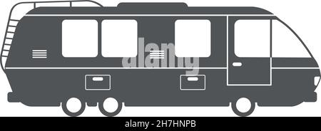 Lange Silhouette des Wohnmobils. Mobile Camping Caravan Automotive, Vektor-Illustration isoliert auf weißem Hintergrund Stock Vektor