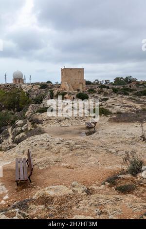 Kapelle Der Heiligen Maria Magdalena. Eine kleine restaurierte römisch-katholische Kapelle in Dingli Cliffs, Malta, Europa Stockfoto