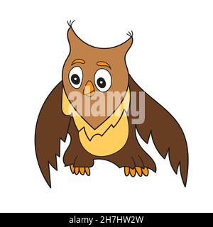 Einfaches Cartoon-Symbol. Niedliche Eule Cartoon auf weiß. Vektor für Kinder. Vögel - kann als Karte im Spiel verwendet werden Stock Vektor