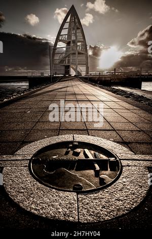 Abend im Hafen von Juist, Ostfriesische Inseln, Deutschland. Stockfoto