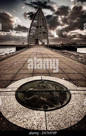 Abend im Hafen von Juist, Ostfriesische Inseln, Deutschland. Stockfoto